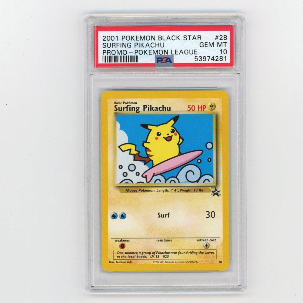 PSA Graded Surfing Pikachu - Black Star Promo 2001 Pokemon Card — The Card  Addicts