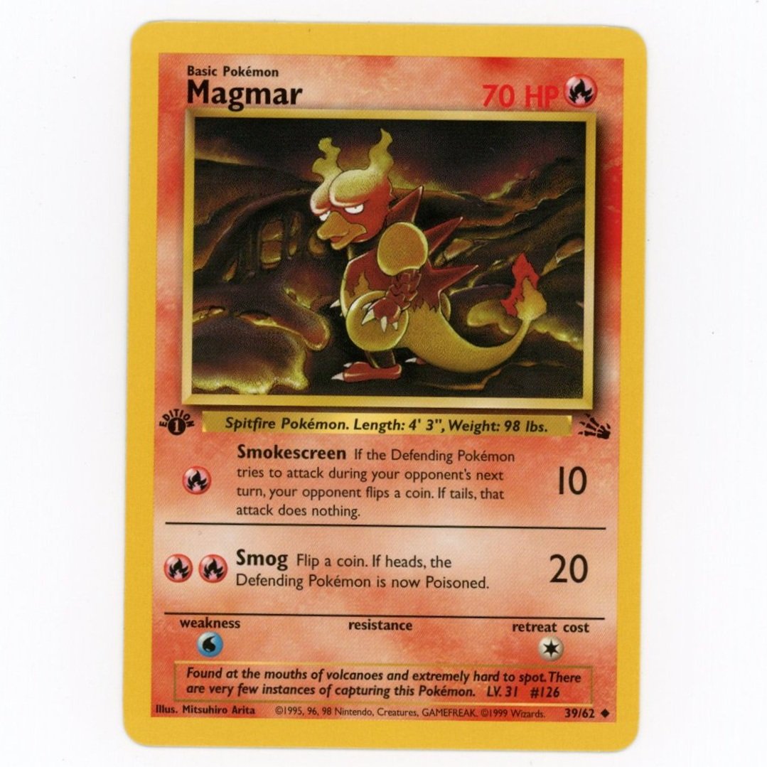 Magmar Non Holo 39/62 1st Edition Fossil Pokémon Single Card