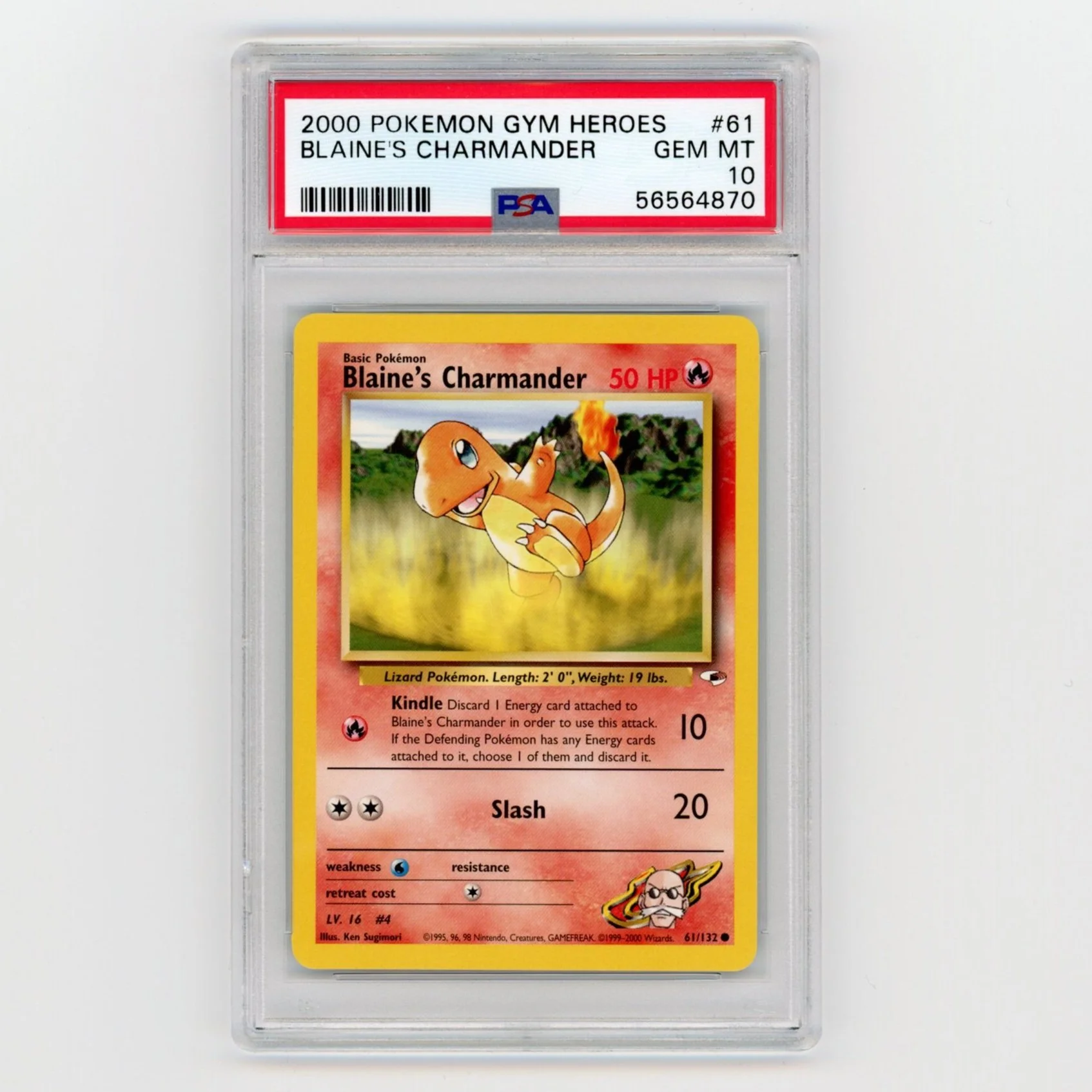 Blaine's Charmander 61/132 Gym Heroes Unlimited Pokémon PSA 10