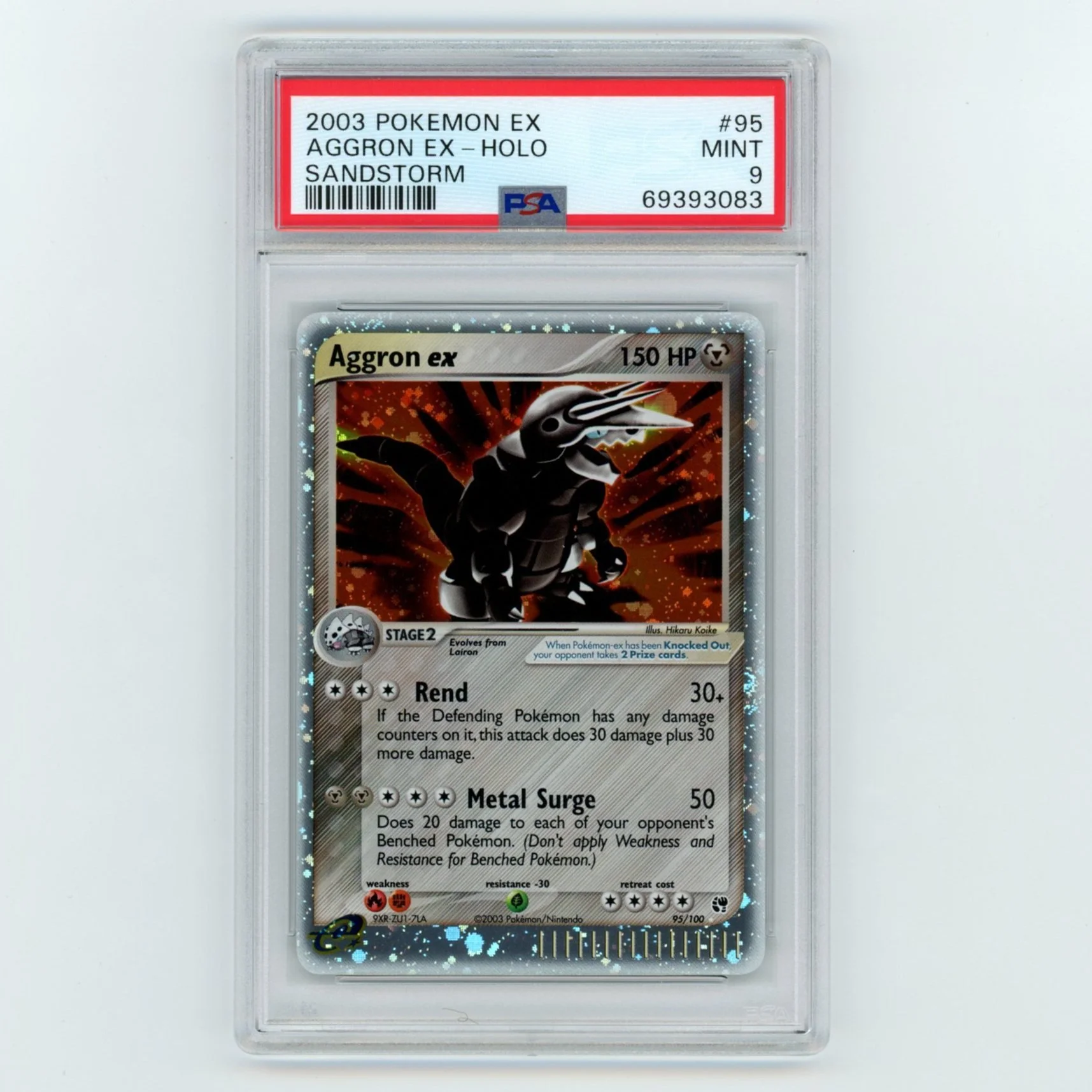 Aggron EX 95/100 EX Sandstorm Pokémon PSA 9