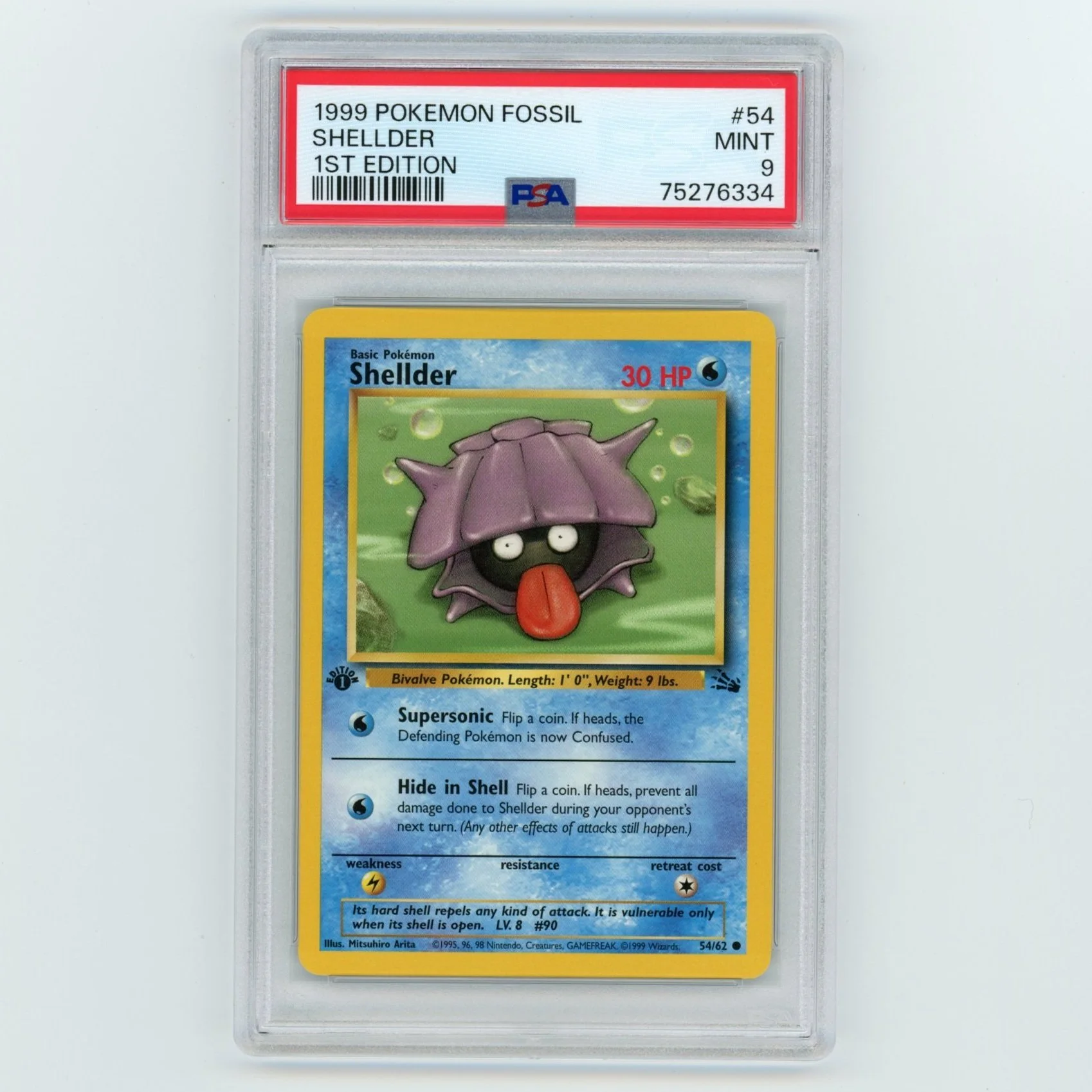Shellder 54/62 1st Edition Fossil Pokémon PSA 9