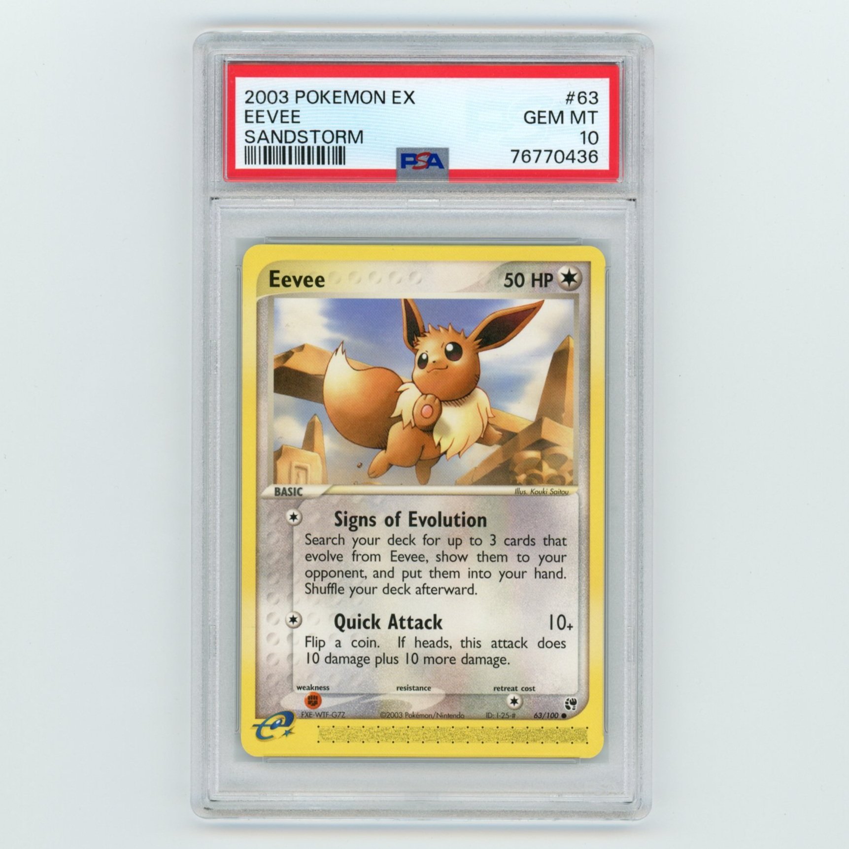 Eevee 63/100 EX Sandstorm Pokémon PSA 10