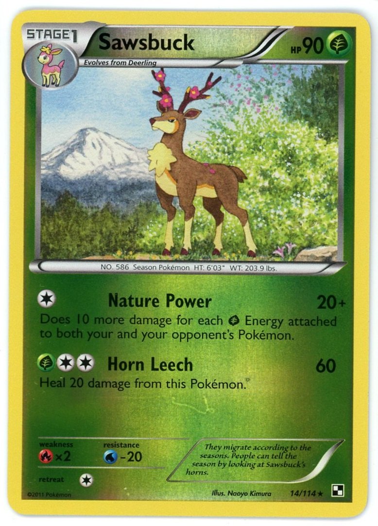 Sawsbuck Reverse Holo 14/114 Black & White Base Set Pokémon Single Card
