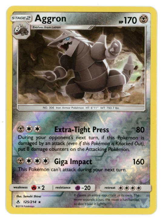 Aggron Reverse Holo 125/214 Unbroken Bonds Pokémon Single Card