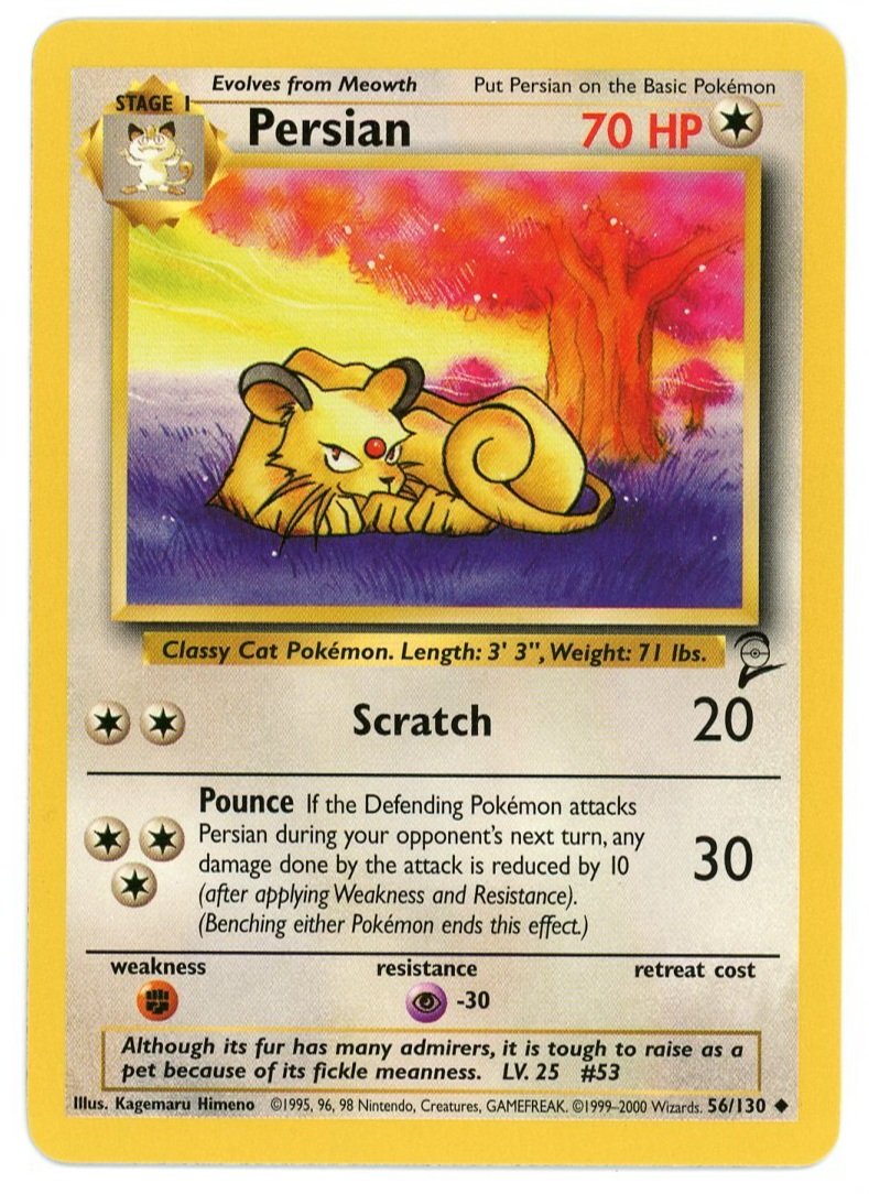 Persian Non Holo 56/130 Base Set 2 Single Pokémon Card
