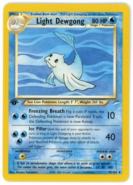 Light Dewgong Non Holo 45/105 1st Edition Neo Destiny Single Pokémon Card