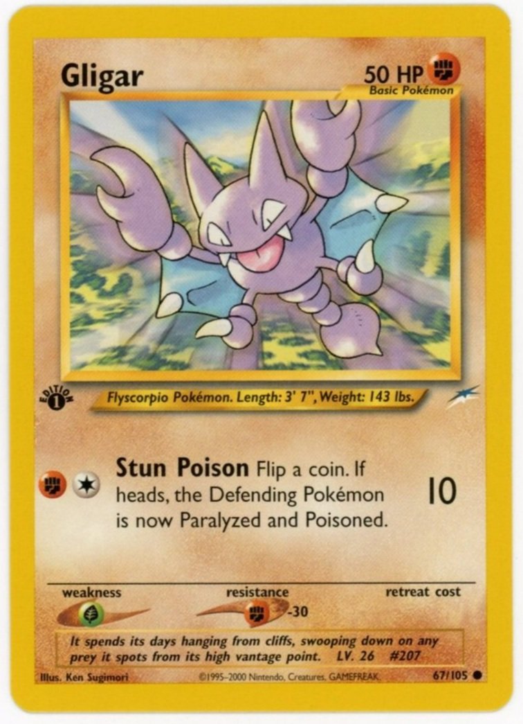 Gligar 67/105 Non Holo 1st Edition Neo Destiny Single Pokémon Card
