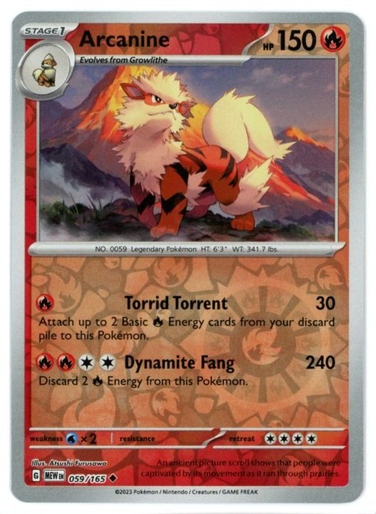 Arcanine Reverse Holo 059/165 Scarlet & Violet 151 Pokémon Card