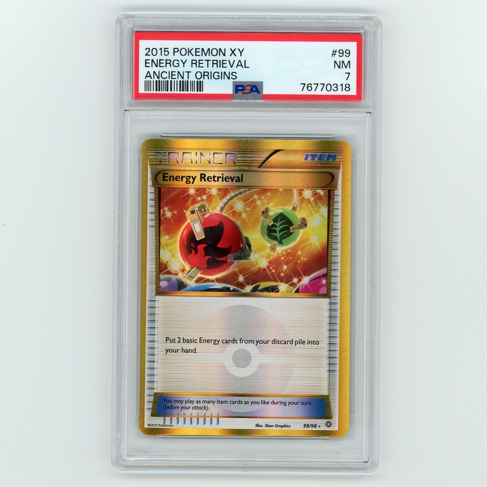 Energy Retrieval Secret Rare 99/98 Ancient Origins Pokémon Graded Card PSA 7