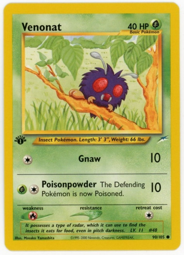 Venonat 90/105 Non Holo 1st Edition Neo Destiny Single Pokémon Card