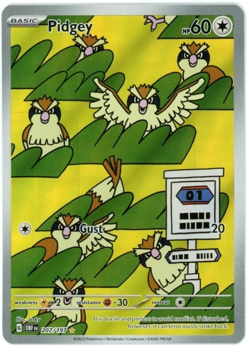 Pidgey Illustration Rare 207/197 Obsidian Flames Pokémon Card