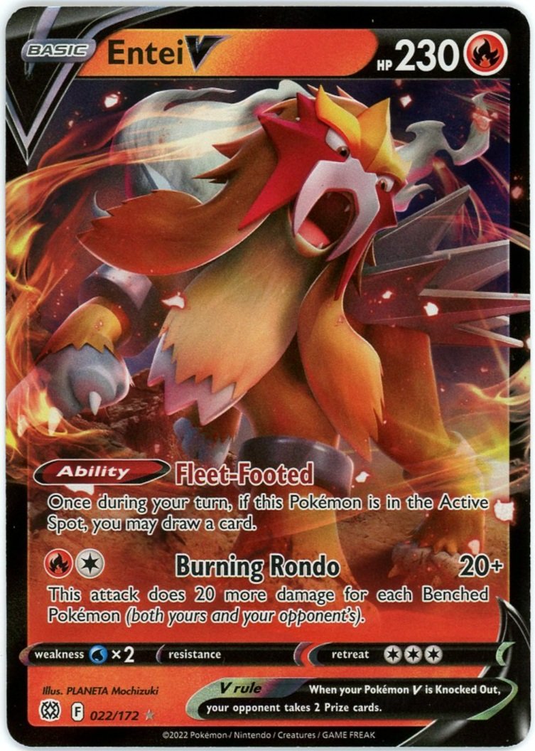 Entei V Holo 22/172 Brilliant Stars Single Pokémon Card