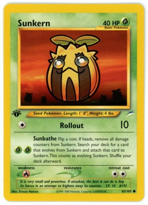 Sunkern 83/105 Non Holo 1st Edition Neo Destiny Single Pokémon Card