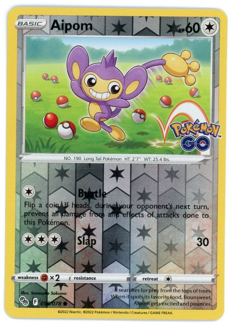 Aipom Reverse Holo 56/78 Pokémon Go Single Pokémon Card