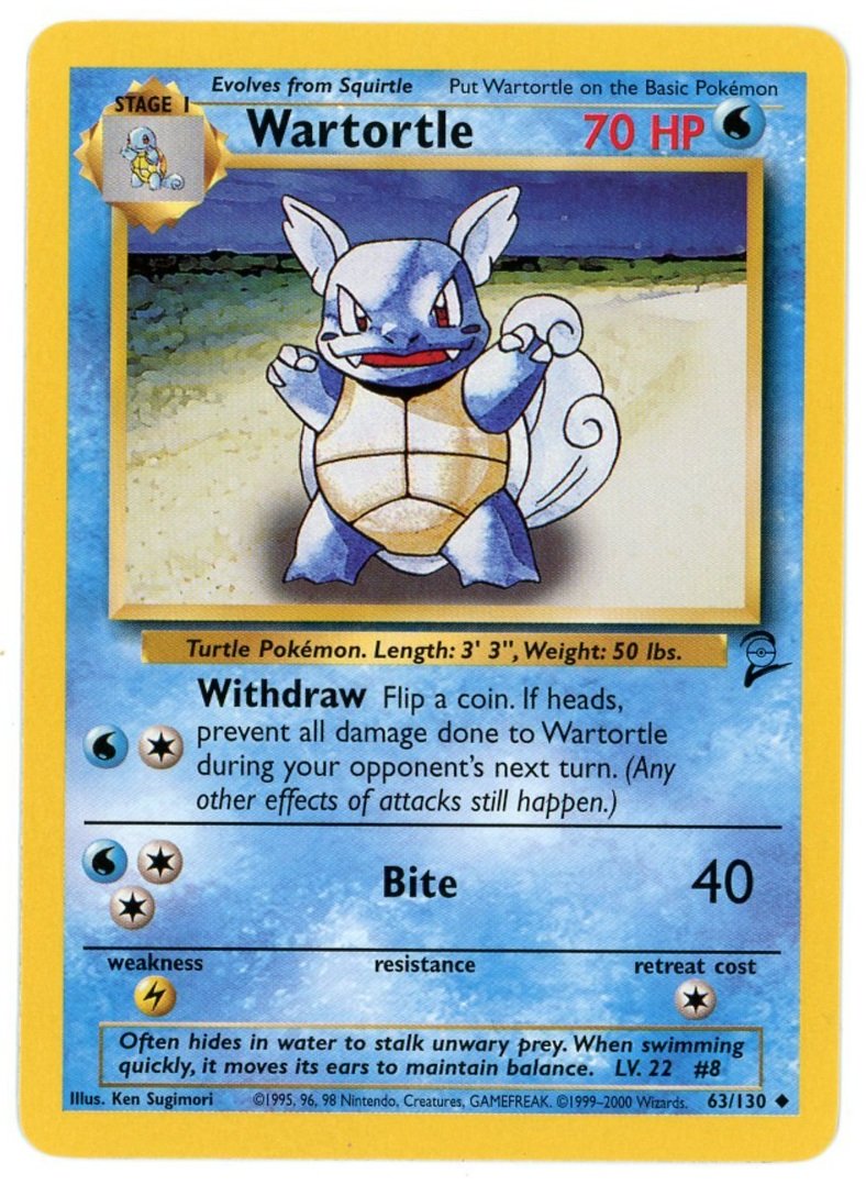 Wartortle Non Holo 63/130 Base Set 2 Single Pokémon Card