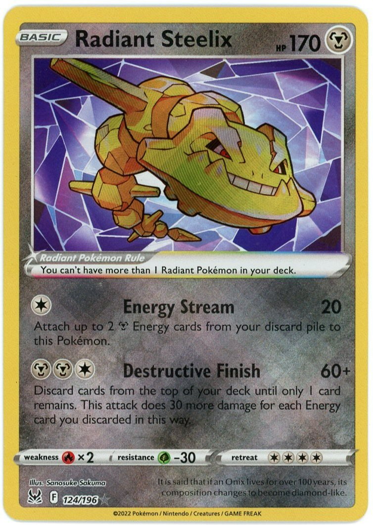 Radiant Steelix Holo 124/196 Lost Origin Single Pokémon Card