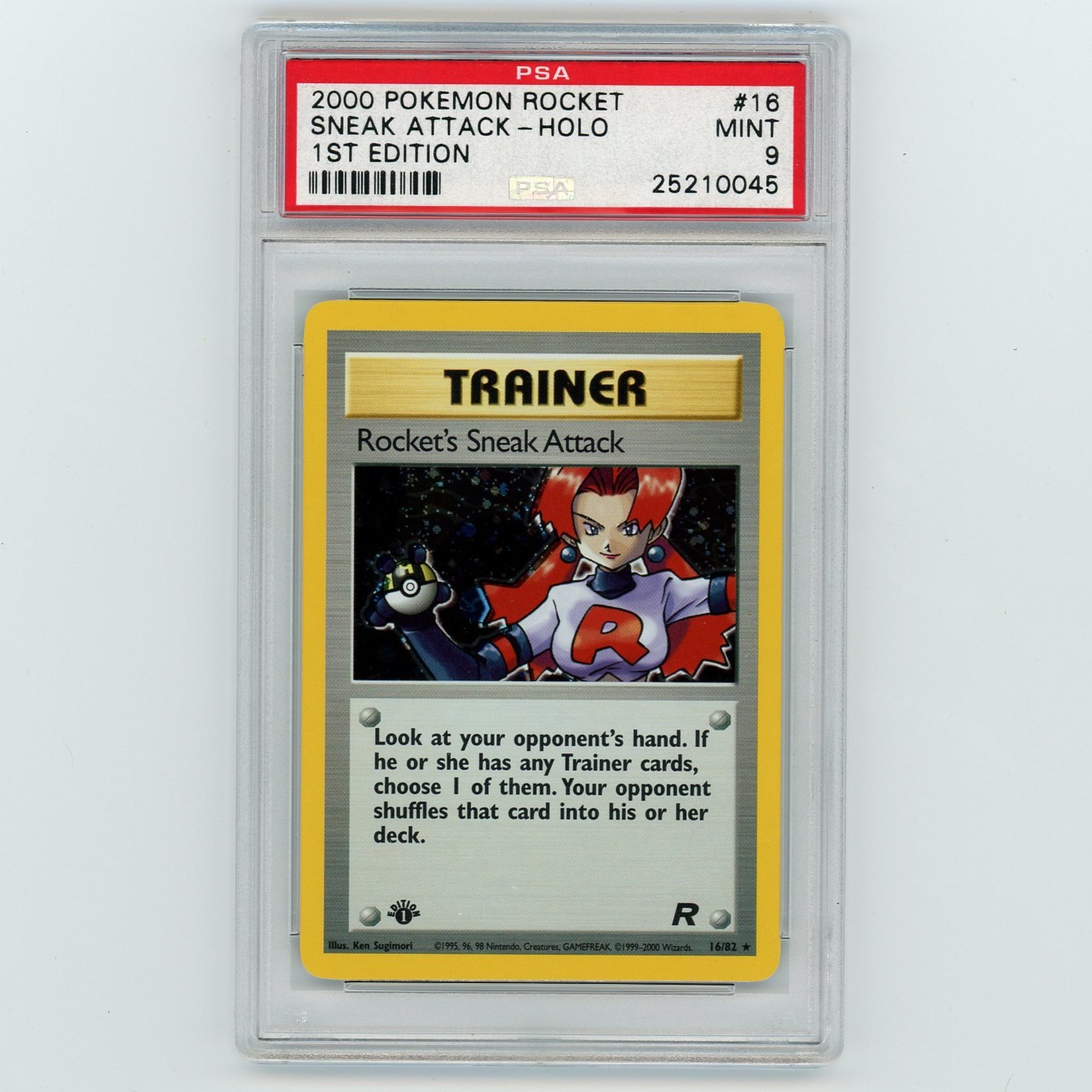 Rocket's Sneak Attack Holo 16/82 1st Edition Team Rocket Pokémon PSA 9 Card