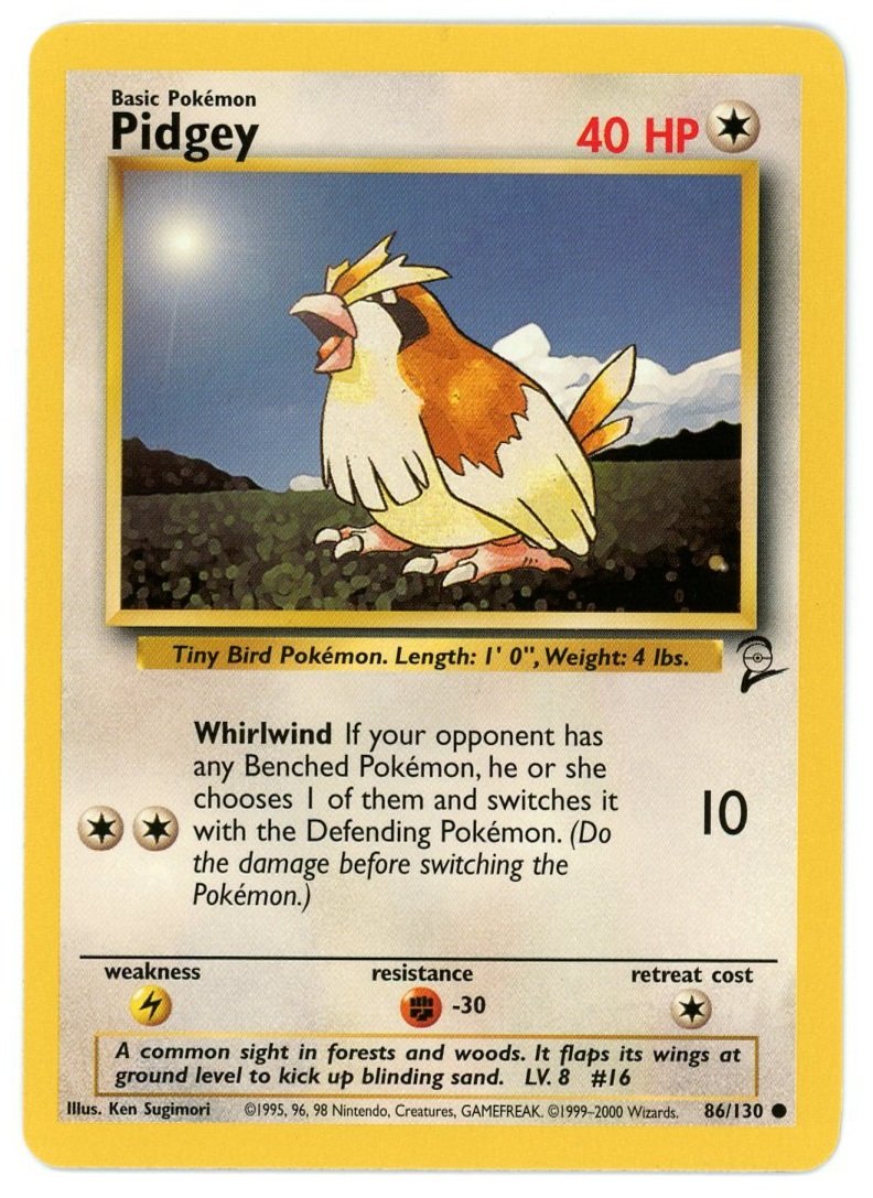 Pidgey Non Holo 86/130 Base Set 2 Single Pokémon Card