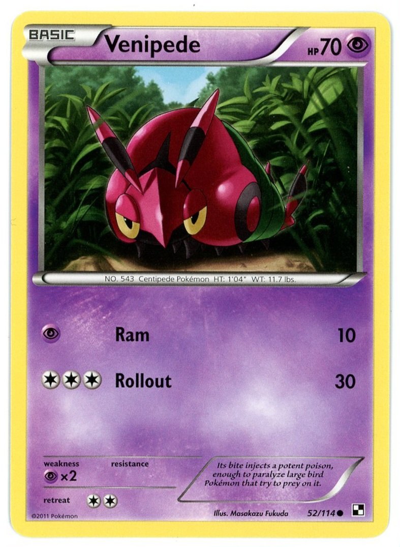 Venipede 52/114 Black & White Base Set Pokémon Single Card