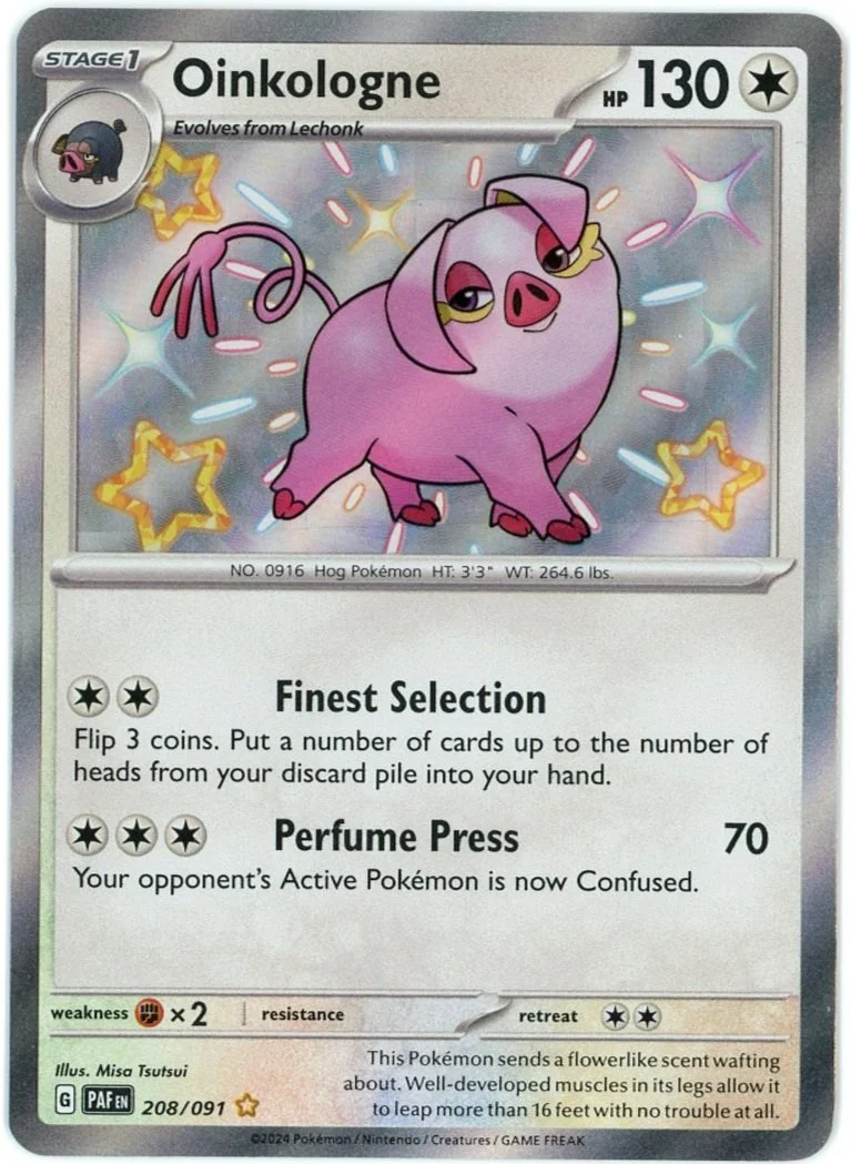 Oinkologne Holo Shiny Rare 208/091 Paldean Fates Pokémon Single Card