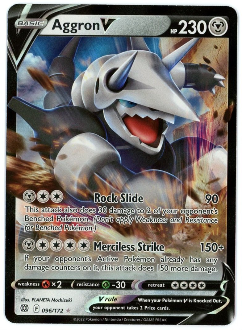 Aggron V Holo 96/172 Brilliant Stars Single Pokémon Card