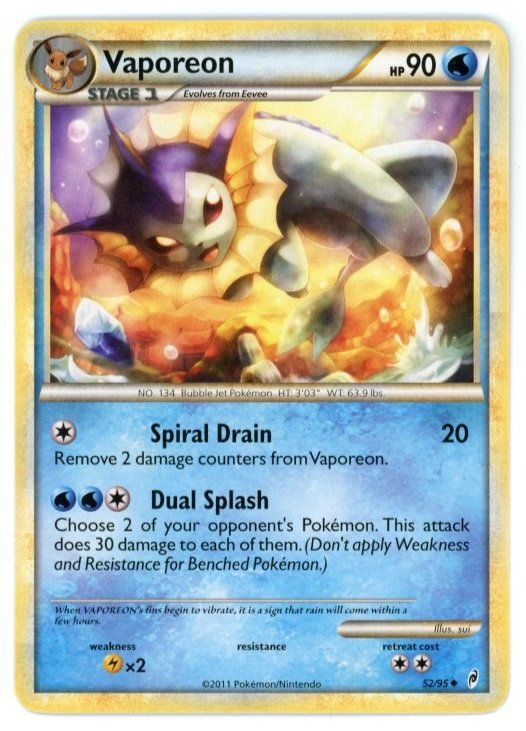 Vaporeon Non Holo 52/95 Call of Legends Pokémon Single Card