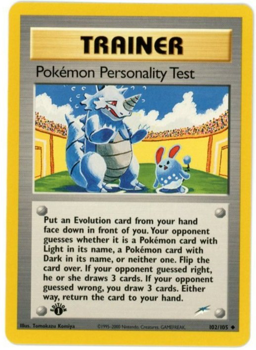 Pokémon Personality Test Non Holo 102/105 1st Edition Neo Destiny Single Pokémon Card
