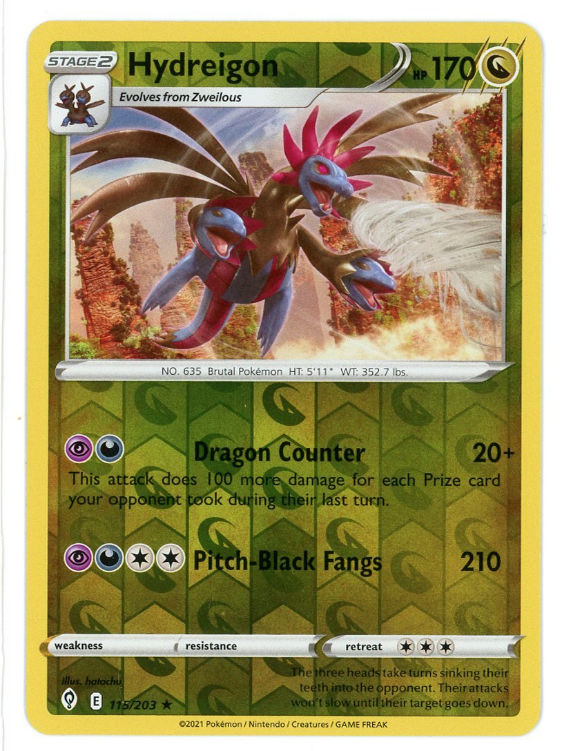 Hydreigon Reverse Holo 115/203 Evolving Skies Single Pokémon Card