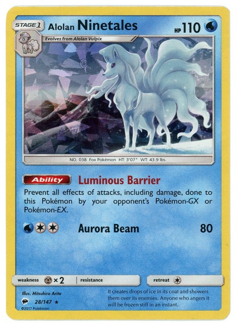 Alolan Ninetales Cracked Ice Holo 28/147 Burning Shadows Promo Pokémon Single Card