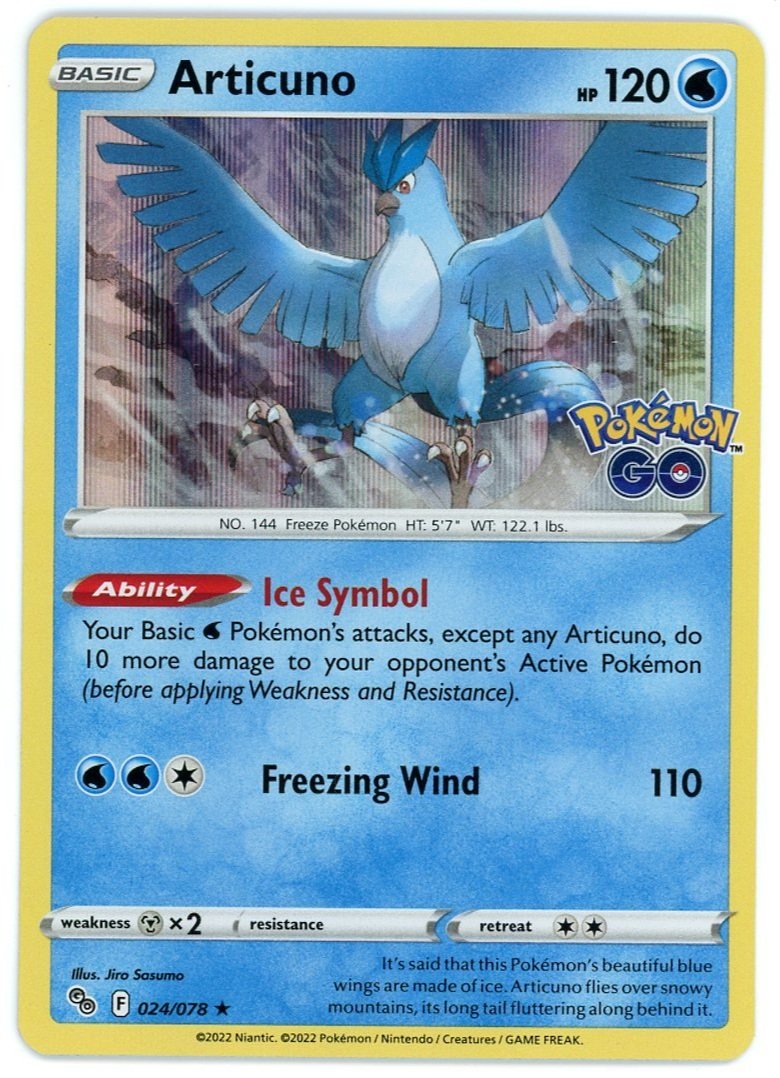 Articuno Holo 24/78 Pokémon Go Single Pokémon Card