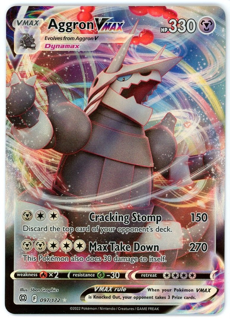 Aggron VMAX Holo 97/172 Brilliant Stars Single Pokémon Card