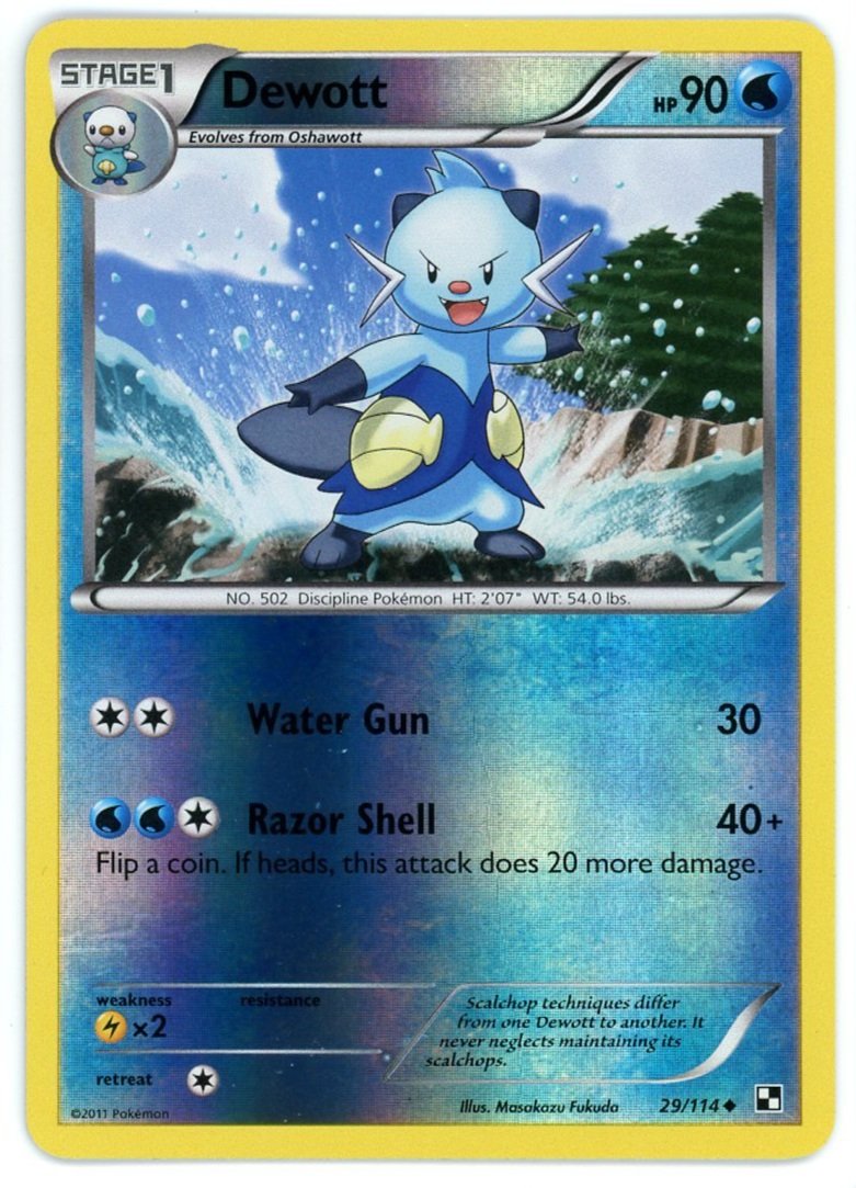 Dewott Reverse Holo 29/114 Black & White Base Set Pokémon Single Card