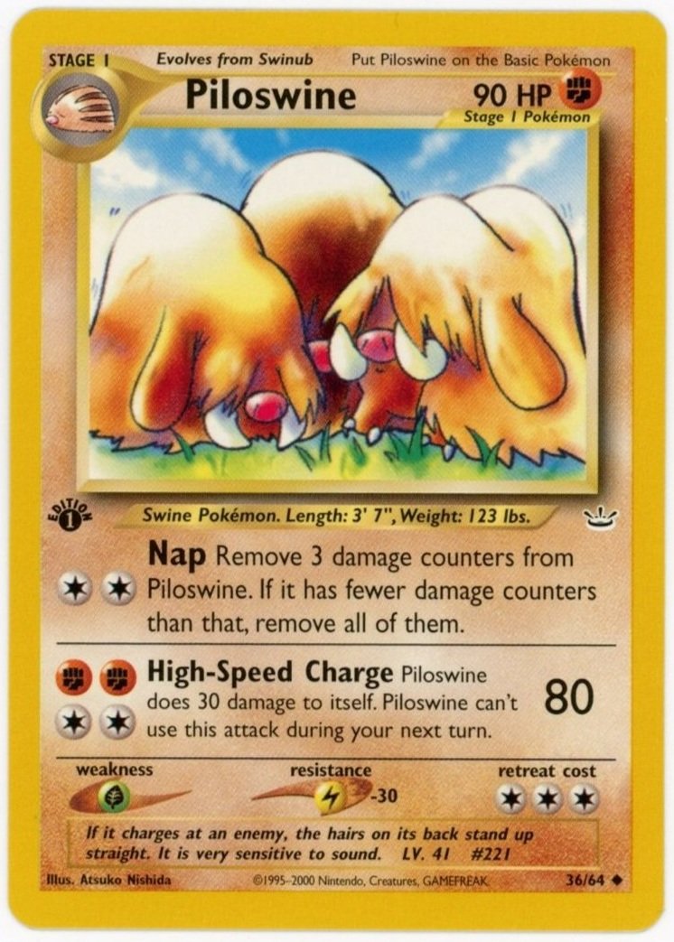 Piloswine Non Holo 36/64 1st Edition Neo Revelation Pokémon Single Card