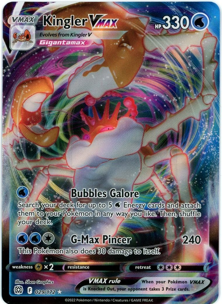 Kingler VMAX Holo 29/172 Brilliant Stars Single Pokémon Card