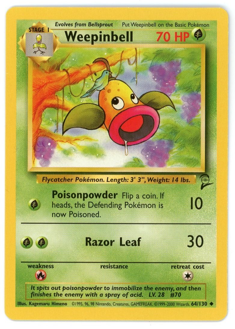 Weepinbell Non Holo 64/130 Base Set 2 Single Pokémon Card