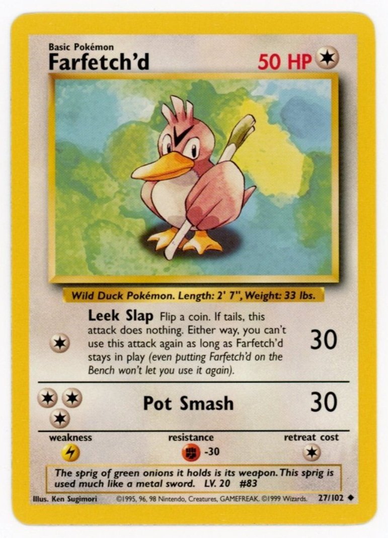 Farfetch'd Non Holo 27/102 Base Set Unlimited Pokémon Single Card