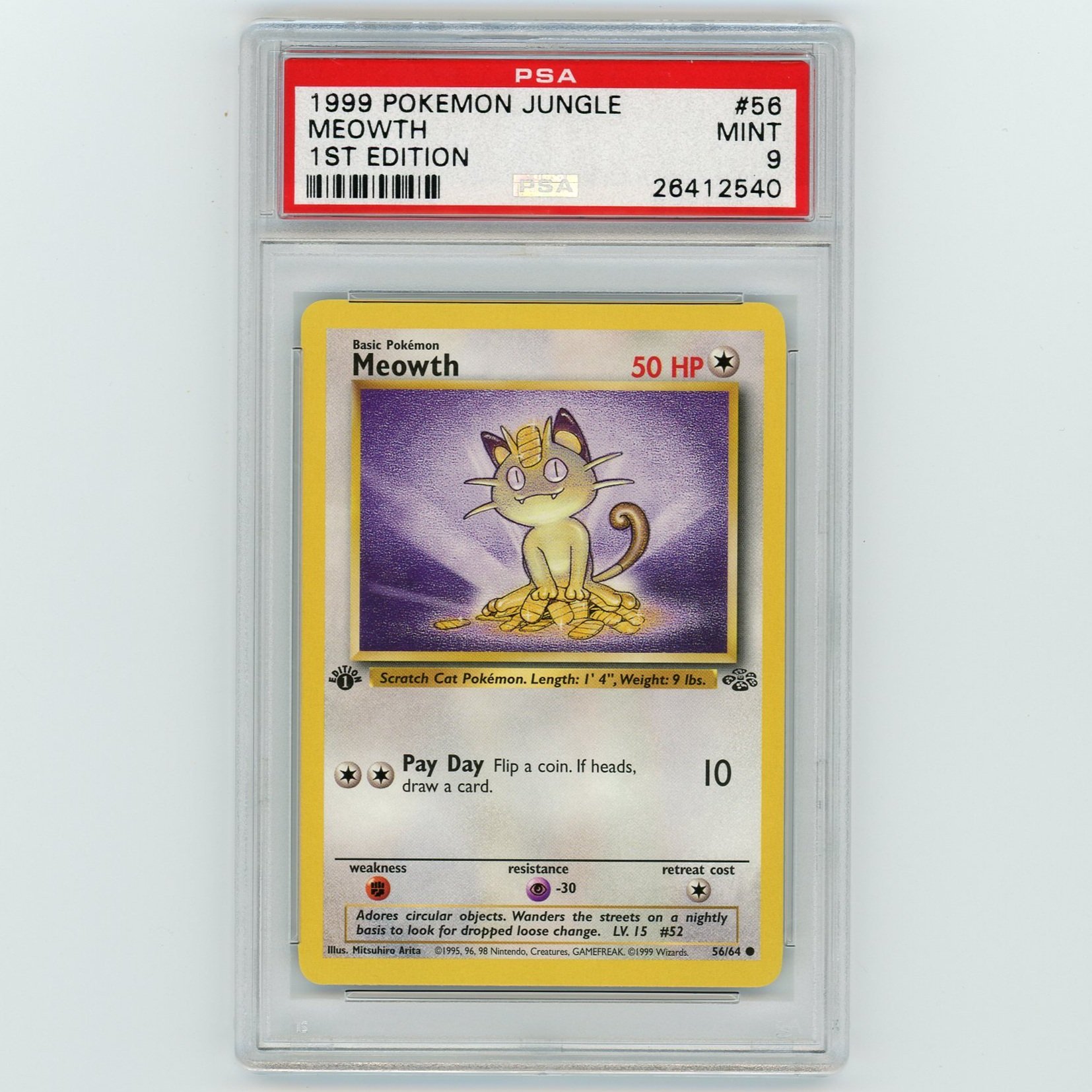 Meowth 56/64 1st Edition Jungle Pokémon PSA 9