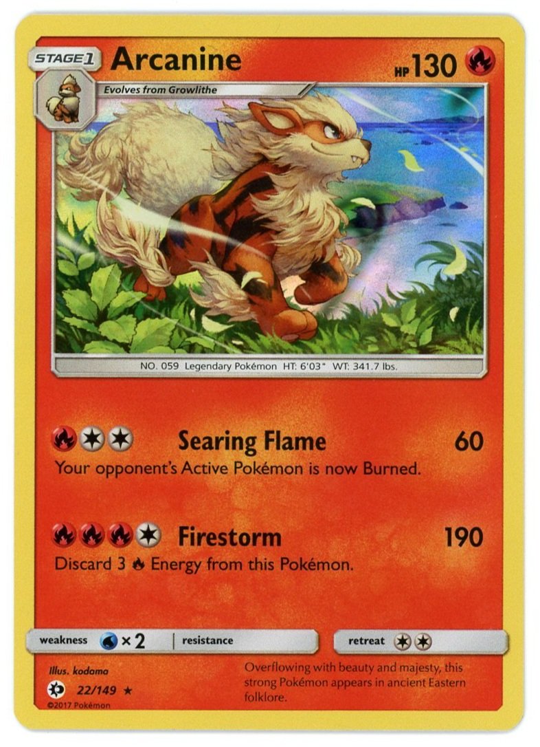 Arcanine Holo 22/149 Sun & Moon Base Set Pokémon Single Card