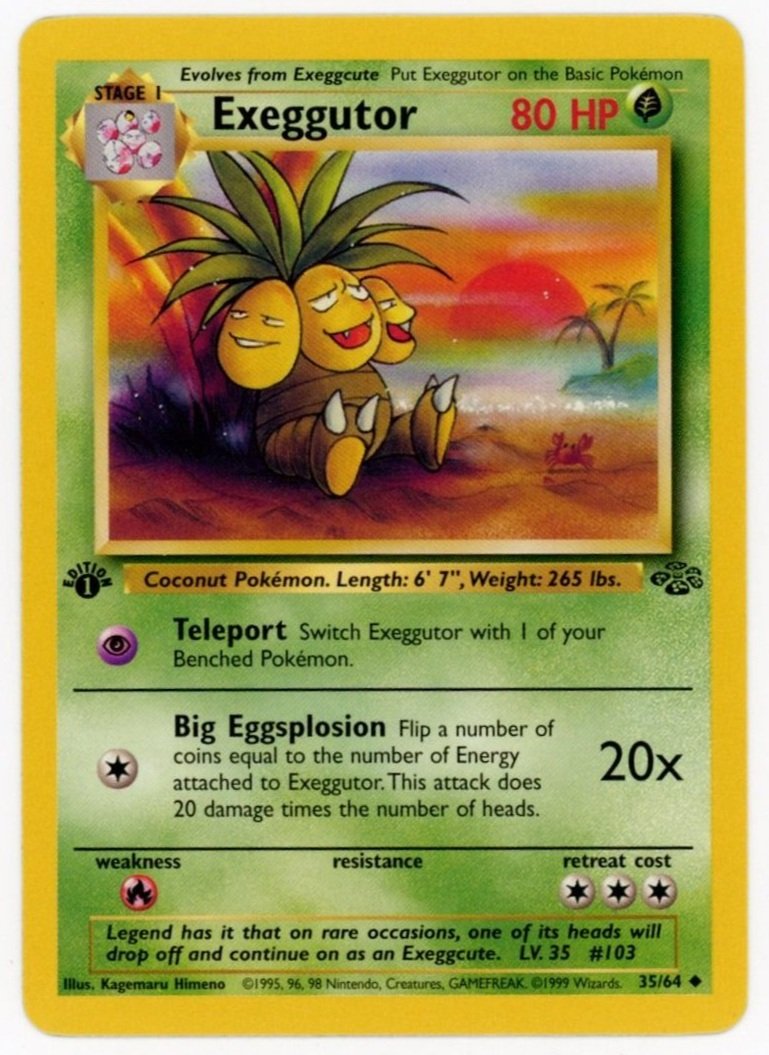 Exeggutor Non Holo 35/64 1st Edition Jungle Pokémon Single Card