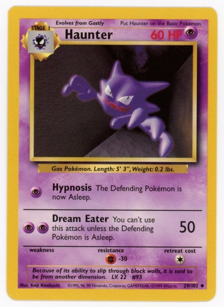 Haunter Non Holo 29/102 Base Set Unlimited Pokémon Single Card