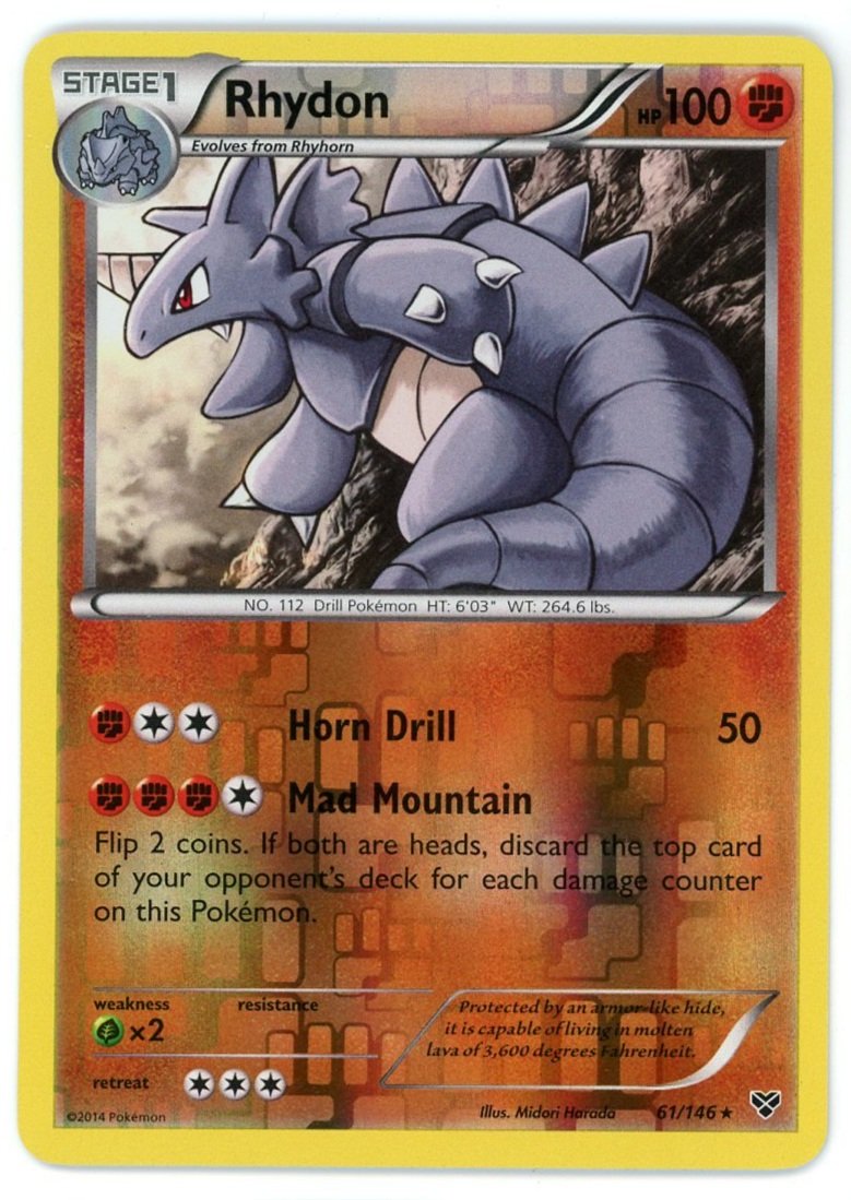 Rhydon Reverse Holo 61/146 XY Base Pokémon Single Card