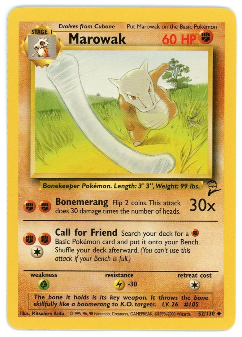 Marowak Non Holo 52/130 Base Set 2 Single Pokémon Card