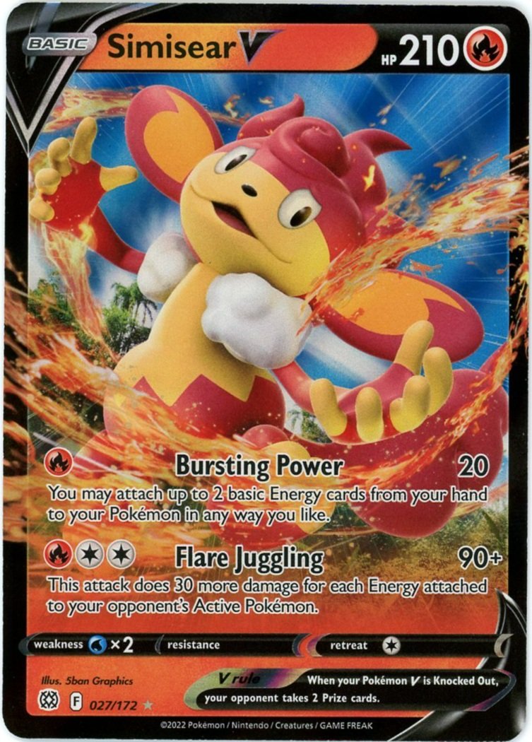 Simisear V Holo 27/172 Brilliant Stars Single Pokémon Card