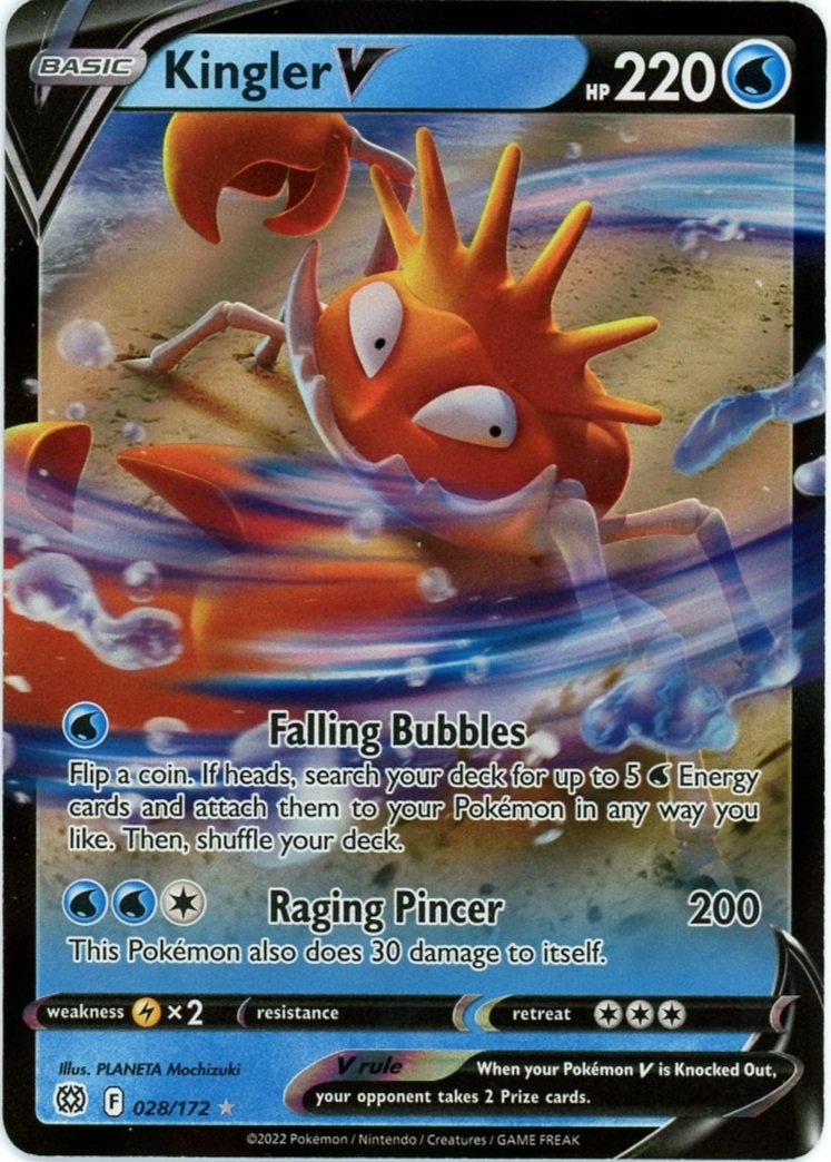 Kingler V Holo 28/172 Brilliant Stars Single Pokémon Card