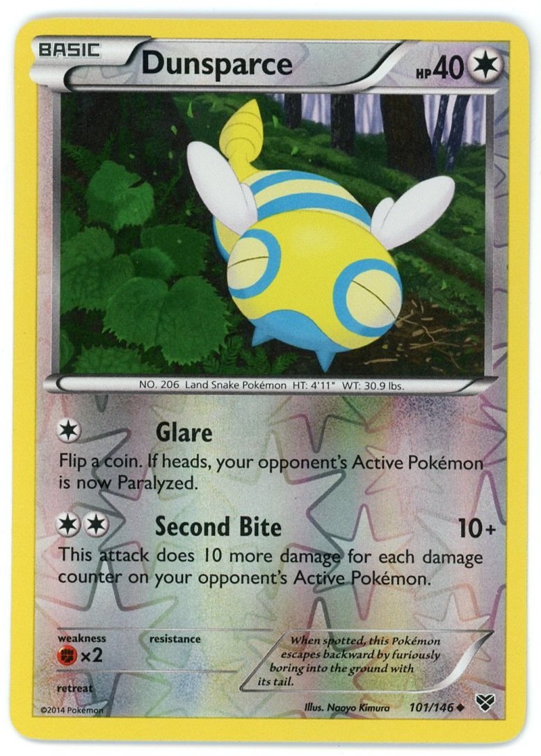 Dunsparce Reverse Holo 101/146 XY Base Pokémon Single Card