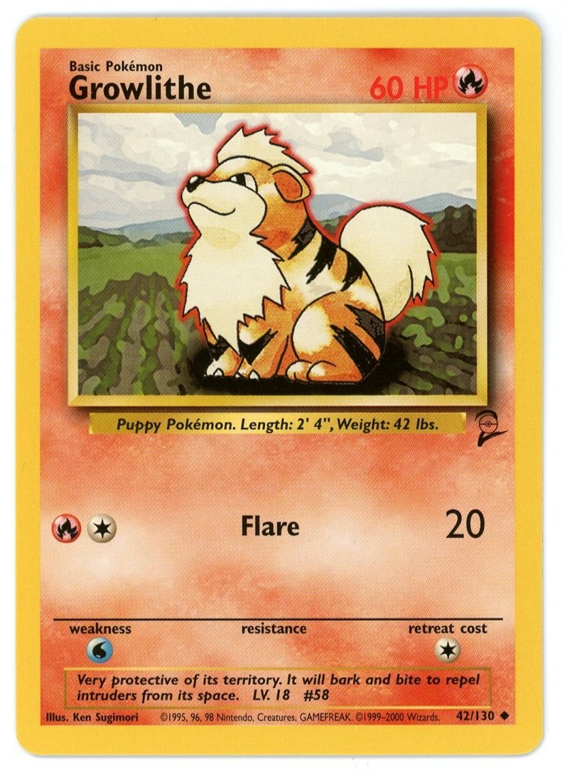 Growlithe Non Holo 42/130 Base Set 2 Single Pokémon Card