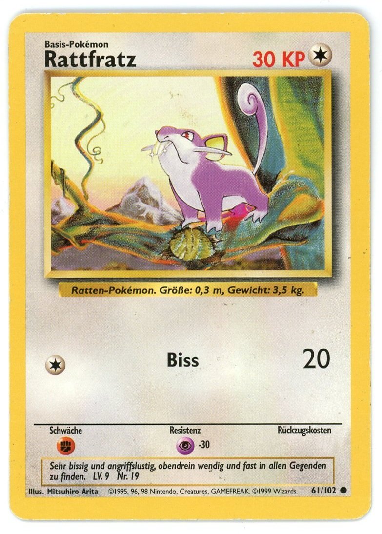 Rattfratz Rattata 61/102 Base Set Unlimited German Pokémon Single Card