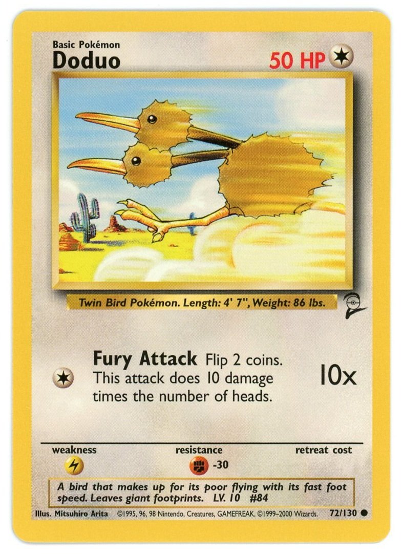 Doduo Non Holo 72/130 Base Set 2 Single Pokémon Card