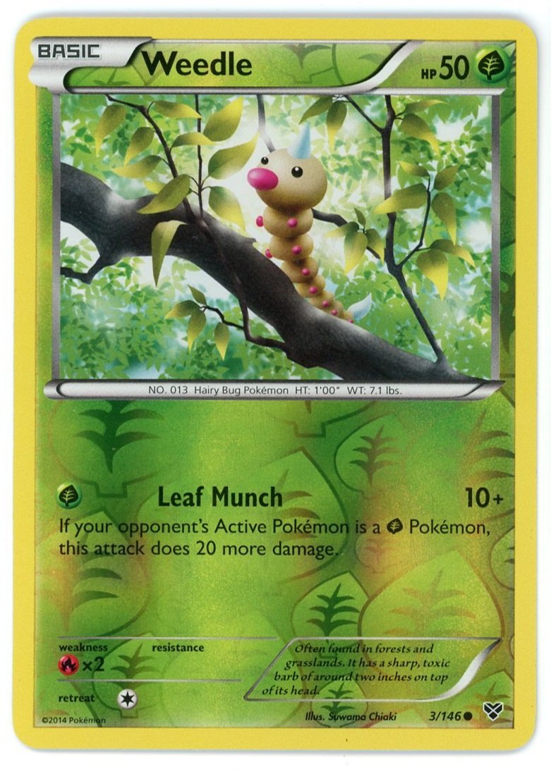 Weedle Reverse Holo 3/146 XY Base Pokémon Single Card