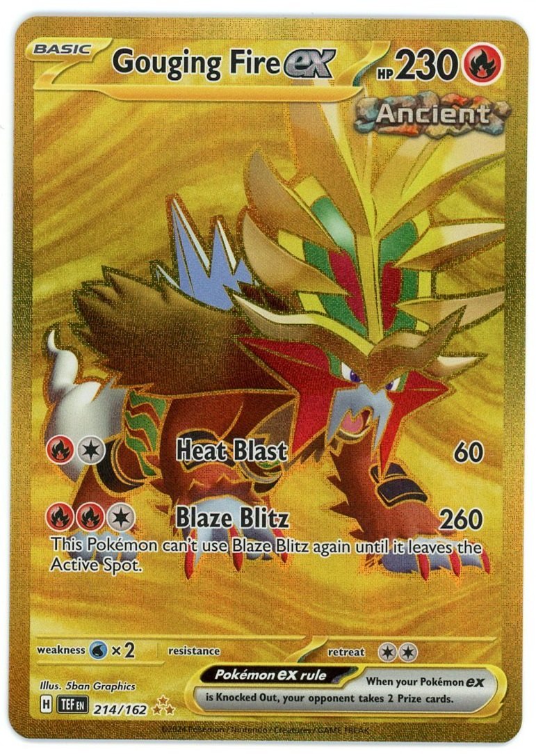 Gouging Fire ex Secret Hyper Rare Holo 214/162 Temporal Forces Pokémon Single Card